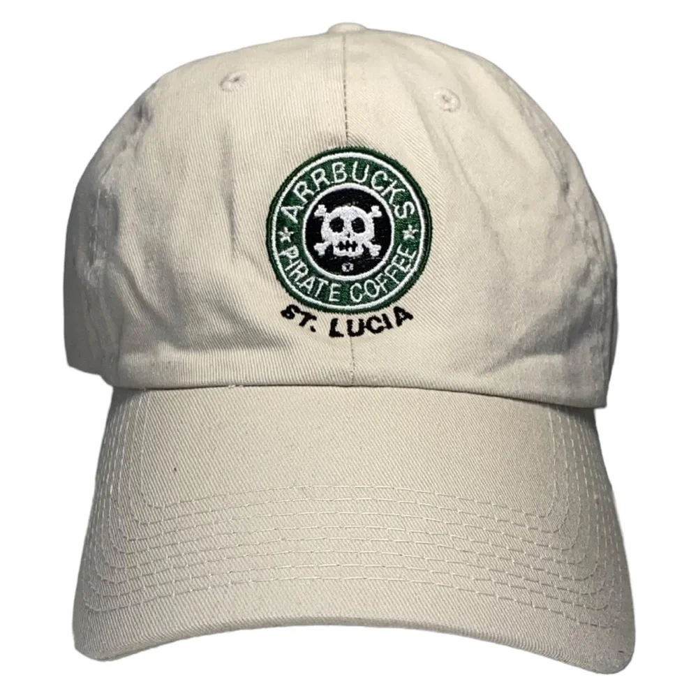 St. Lucia‎ Souvenir Baseball Cap Hat Pirate Skull Cross Bones Starbucks Spoof